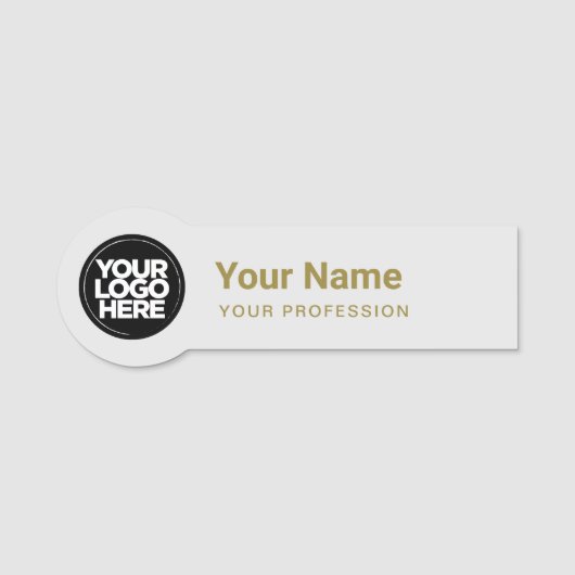 Shaped Employee Pin Round Logo Gold Gray Namensschild (Vorderseite)