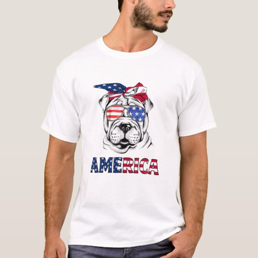 Shar Pei American Flag Shar Pei Mama Shar Pei 4Th  T-Shirt (Vorderseite)