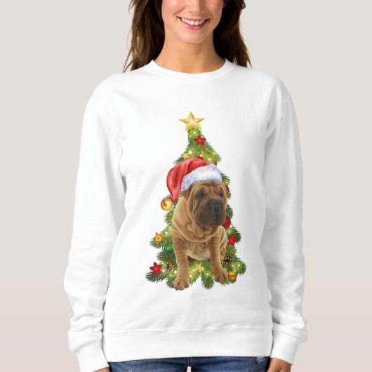 Shar Pei Christmas Dog, Xmas Shar Pei dog Sweatshirt (Vorderseite)