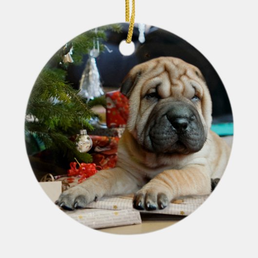 Shar Pei Christmas Keramik Ornament (Vorne)