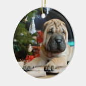 Shar Pei Christmas Keramik Ornament (Links)