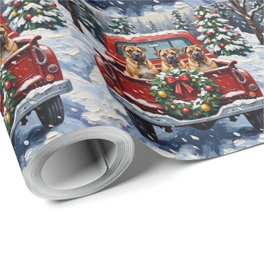 Shar Pei Christmas Red Truck Holiday Geschenkpapier (Rolleneckpunkt)