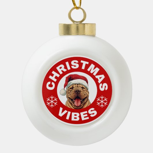 Shar-Pei Christmas Vibes Keramik Kugel-Ornament (Vorderseite)
