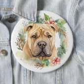 Shar Pei Christmas Wreath Festivals Button (Beispiel)