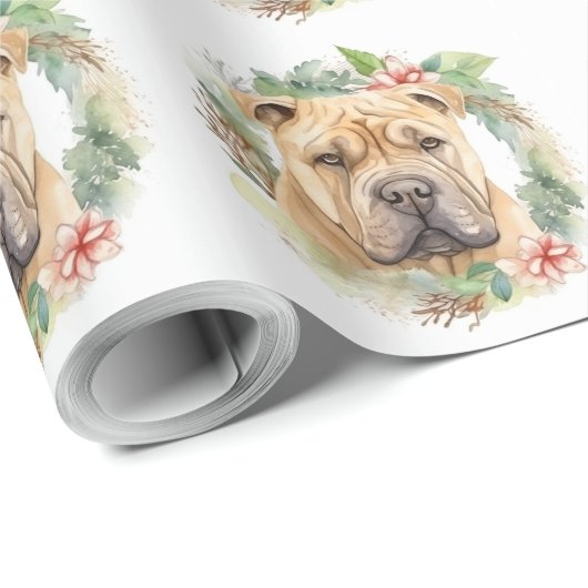 Shar Pei Christmas Wreath Festivals Geschenkpapier (Rolleneckpunkt)