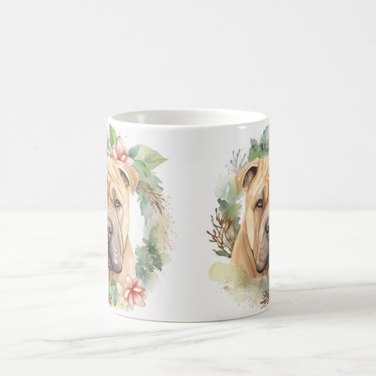 Shar Pei Christmas Wreath Festivals Kaffeetasse (Mittel)