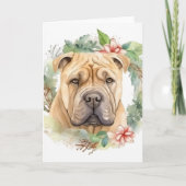 Shar Pei Christmas Wreath Festivals Karte (Vorderseite)