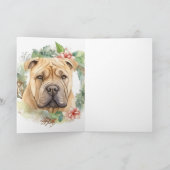 Shar Pei Christmas Wreath Festivals Karte (Innenseite)