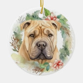 Shar Pei Christmas Wreath Festivals Keramik Ornament (Vorne)