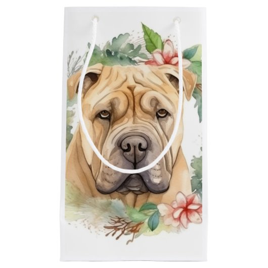 Shar Pei Christmas Wreath Festivals Kleine Geschenktüte (Vorderseite)
