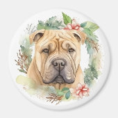 Shar Pei Christmas Wreath Festivals Magnet (Vorne)