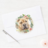Shar Pei Christmas Wreath Festivals Runder Aufkleber (Umschlag)