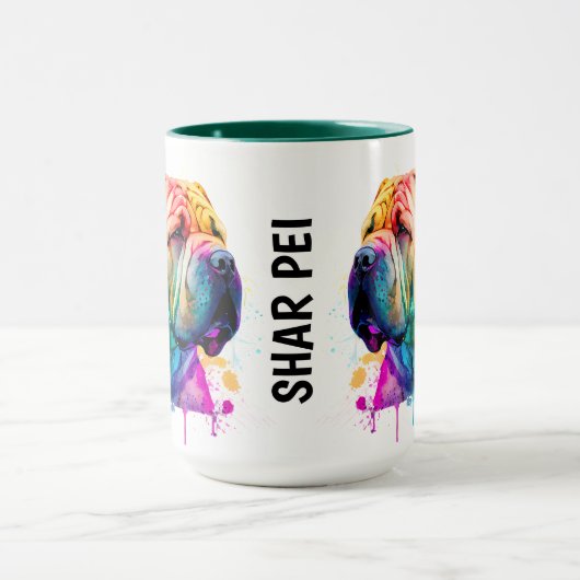 Shar Pei Colorful personalisierte Mug Tasse (Zentrum)