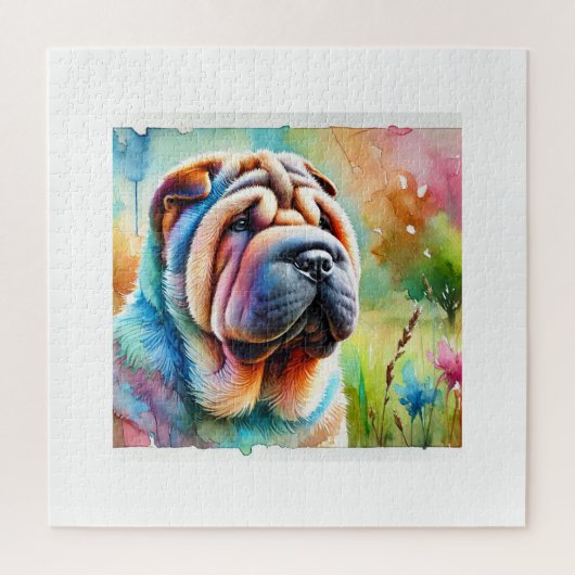 Shar Pei Dog 020824AREF103 - Watercolor Puzzle (Vertikal)