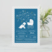Shar-Pei Dog Baby Shower Blue Boy Einladung (Stehend Vorderseite)