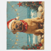Shar Pei Dog Christmas Vintag Beach Fleecedecke (Vorderseite)
