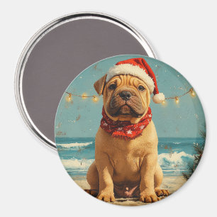 Shar Pei Dog Christmas Vintag Beach Magnet