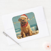 Shar Pei Dog Christmas Vintag Beach Quadratischer Aufkleber (Umschlag)