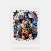 Shar Pei Dog Halloween Square Acrylschild (Vorderseite)