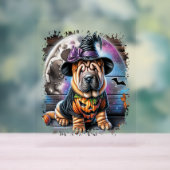 Shar Pei Dog Halloween Square Acrylschild (Neutral)