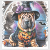Shar Pei Dog Halloween Square Aufkleber (Blatt)