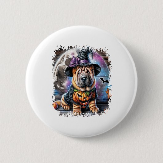 Shar Pei Dog Halloween Square Button (Vorderseite)