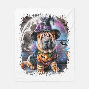 Shar Pei Dog Halloween Square Fleecedecke