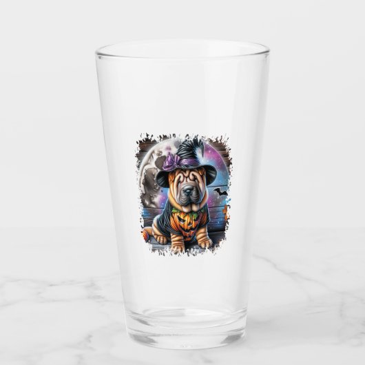 Shar Pei Dog Halloween Square Glas (Vorderseite)