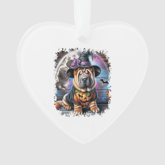 Shar Pei Dog Halloween Square Ornament (Vorderseite)