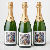 Shar Pei Dog Halloween Square Schaumweinetikett (Flaschen)