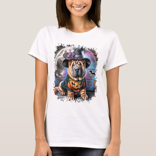 Shar Pei Dog Halloween Square T-Shirt (Vorderseite)