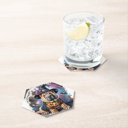 Shar Pei Dog Halloween Square Untersetzer (Vor Ort)