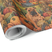 Shar Pei Dog Herbsternte Erntedank Geschenkpapier (Rolleneckpunkt)