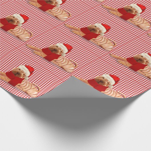 Shar Pei Dog Holiday Karos Weihnachten Geschenkpapier (Ecke)