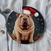 Shar Pei Dog in Schnee Weihnachten Button (Beispiel)