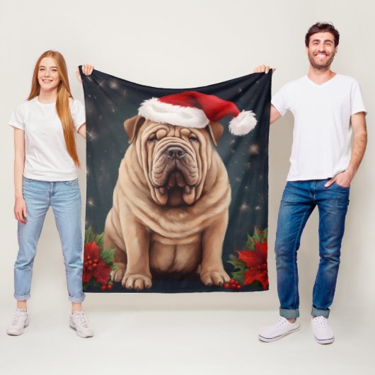 Shar Pei Dog in Schnee Weihnachten Fleecedecke (Beispiel)
