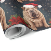 Shar Pei Dog in Schnee Weihnachten Geschenkpapier (Rolleneckpunkt)