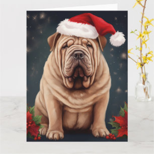 Shar Pei Dog in Schnee Weihnachten Karte