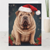 Shar Pei Dog in Schnee Weihnachten Karte (Vorderseite)