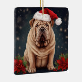 Shar Pei Dog in Schnee Weihnachten Keramikornament (Rechts)