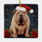 Shar Pei Dog in Schnee Weihnachten Keramikornament (Vorderseite)