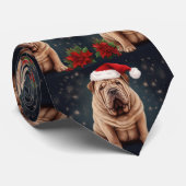 Shar Pei Dog in Schnee Weihnachten Krawatte (Gerollt)