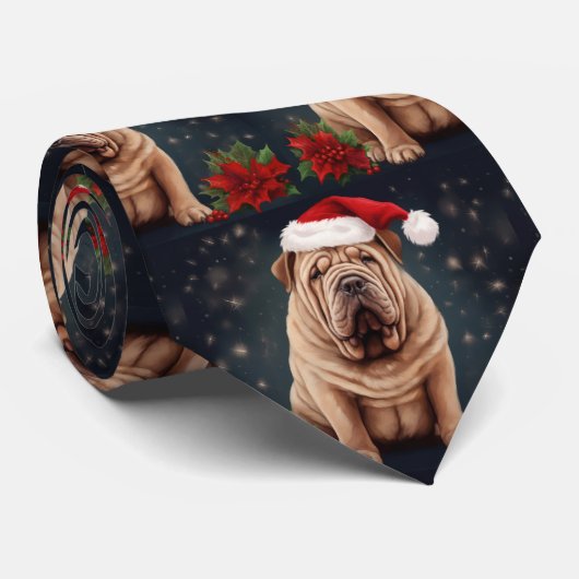 Shar Pei Dog in Schnee Weihnachten Krawatte (Gerollt)