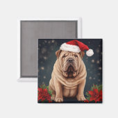 Shar Pei Dog in Schnee Weihnachten Magnet (Vorderseite/Rückseite)