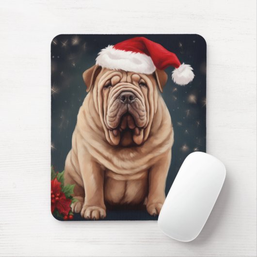Shar Pei Dog in Schnee Weihnachten Mousepad (Mit Mouse)