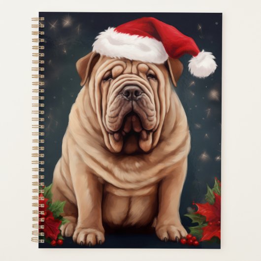 Shar Pei Dog in Schnee Weihnachten Planer (Vorderseite)