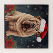 Shar Pei Dog in Schnee Weihnachten Puzzle (Horizontal)