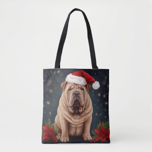 Shar Pei Dog in Schnee Weihnachten Tasche (Vorderseite)