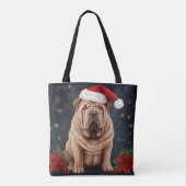 Shar Pei Dog in Schnee Weihnachten Tasche (Rückseite)