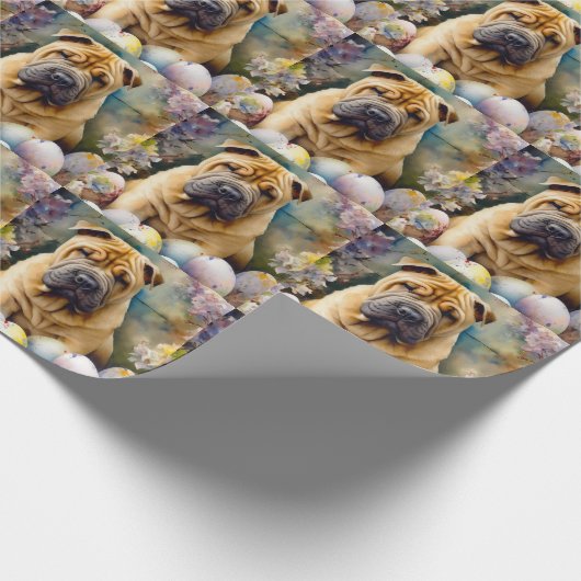 Shar Pei Dog mit Ostereier Urlaub Geschenkpapier (Ecke)